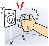 （7）濡れた手で電源プラグなどの電気部品には触れないでください。