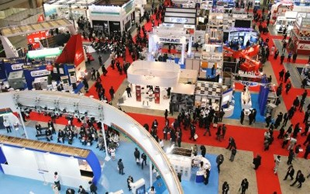 The show floor was crowded with many visitors